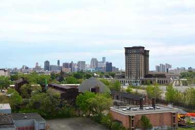 Pencere binadan şehir Detroit Skyline