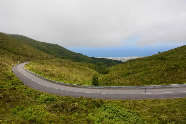 Innere Windige Bergstraße Auf Der Insel São Miguel Den Azoren — Stockfoto