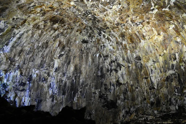 Pared Interior Del Tubo Lava Algo Carvao Cueva Isla Terceira — Foto de Stock