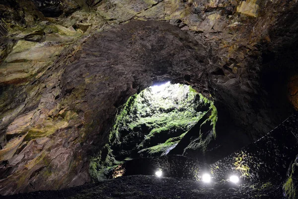 Algar Carvao Lave Tube Cave Stairs Terceira Island Azores — Stock Photo, Image