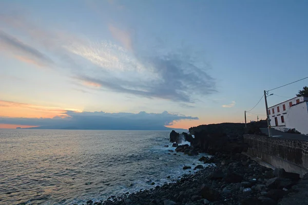 Sonnenuntergang Von Der Küste Der Insel Pico Auf Den Azoren — Stockfoto