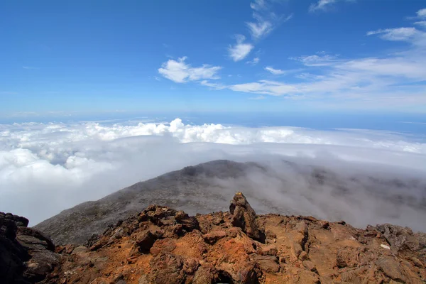 Vue Dessus Des Nuages Montagne Pico Sur Île Pico Aux — Photo