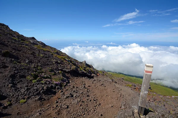 View Mount Pico Tail Trail Marker Azores — Stock Photo, Image