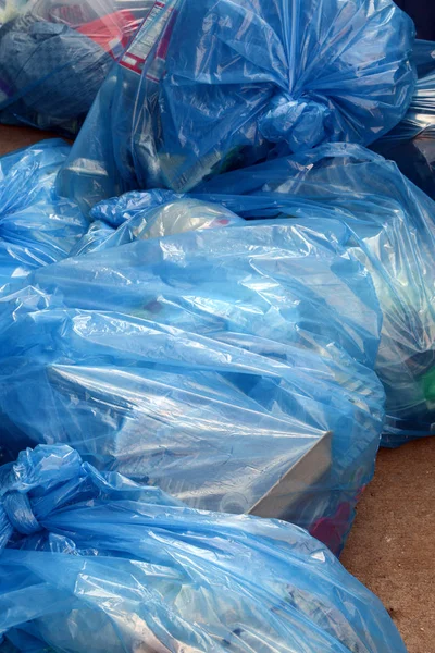 Reciclaje Bolsas Basura Azul — Foto de Stock