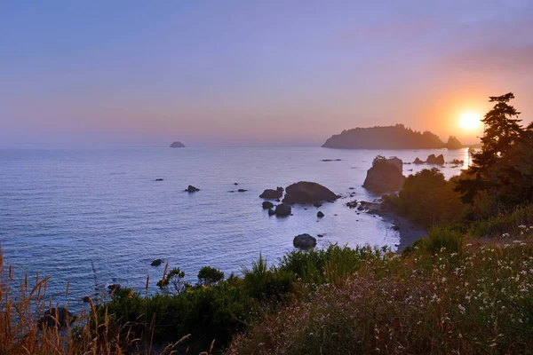 Vista Trinidad Head Rock Outcropping Trinidad California Atardecer —  Fotos de Stock