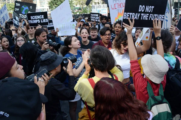 Manifestantes Estudiantiles Huelga Climática Foley Square Nueva York Estados Unidos — Foto de Stock