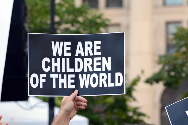 Primer Plano Somos Niños Del Mundo Firma Huelga Climática Foley — Foto de Stock