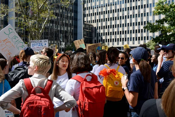 Niños Escuela Manifestantes Huelga Climática Foley Square Nueva York Estados — Foto de Stock
