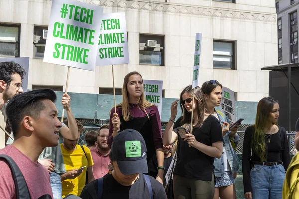Trabajadores Tecnológicos Protestando Huelga Climática Foley Square Nueva York Septiembre — Foto de Stock
