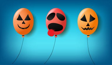 Bir korkutucu yüz ve çeşitli festivallerde dekorasyon balonlarla. Ve Cadılar Bayramı Tatil ve gece zemin ile