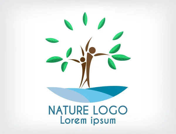 Vector Logo Vibrant Nature Design Cooperation Reforestation Wood Back Fertility — Stock Vector