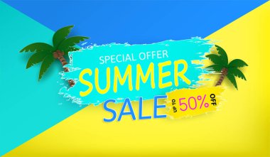 Vektör arka plan ve özel yaz satış afiş teklif.