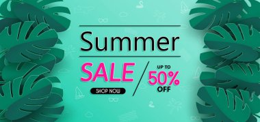 Yaz satış afiş tasarımı ve kağıt kesim ile. 