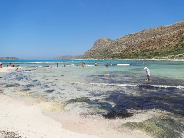 Όμορφη Λιμνοθάλασσα Του Μπάλου Στο Ελληνικό Νησί Της Κρήτης — Φωτογραφία Αρχείου