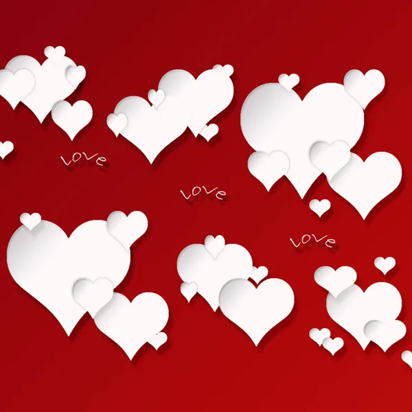 Hearts Red Background Greeting Card — Stock Photo, Image