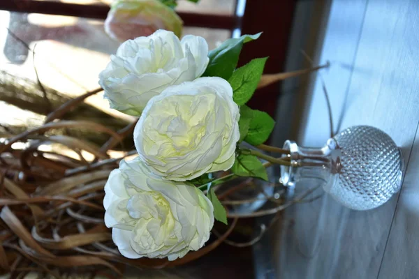 Beautiful Bouquet White Tea Roses — Stock Photo, Image