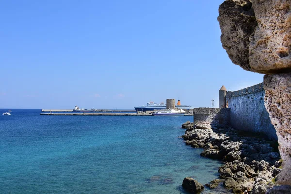 Una Vista Delle Bellissime Acque Blu Del Mediterraneo Yacht Navi — Foto Stock