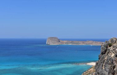 Akdeniz ve Gramvousa Adası 'nın sularının en üst manzarası..