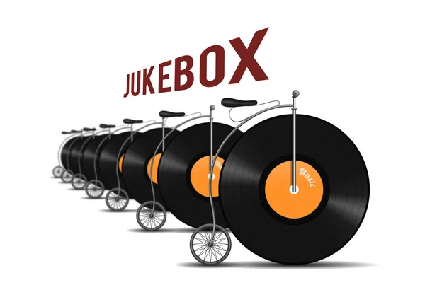 Retro Bicicleta Disco Vinil Jukebox Texto — Fotografia de Stock