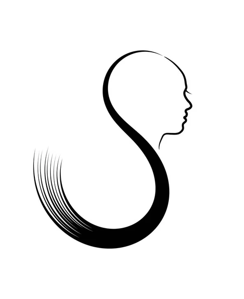 Schöne Mädchen Kopf Silhouette Logo Schönheitssalon — Stockvektor