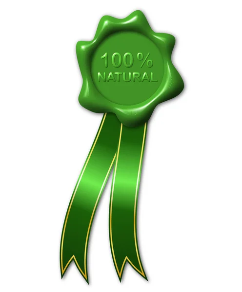 Green Laku Znak Tekstu 100 Naturalne Wstążki — Zdjęcie stockowe