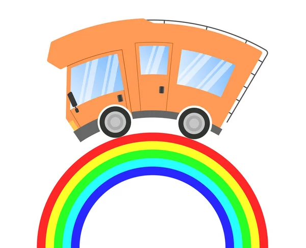 Caravan Car Confort Travel Holiday Rainbow — Stock Vector