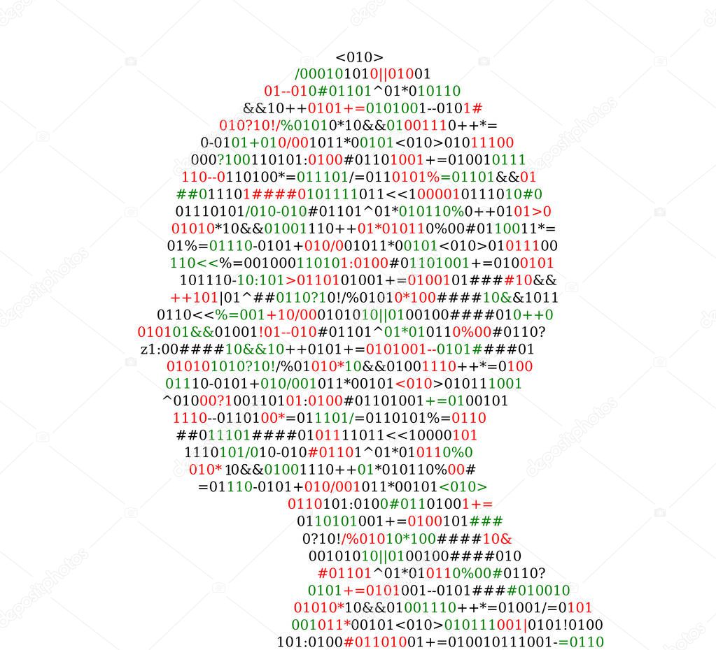 Silhouette of a boy's head, source code, Artificial Intelligence