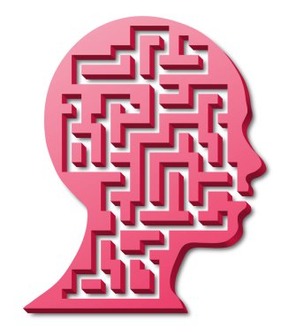 Bir kızın kafası, zihin labirent, 3d labirent silüeti