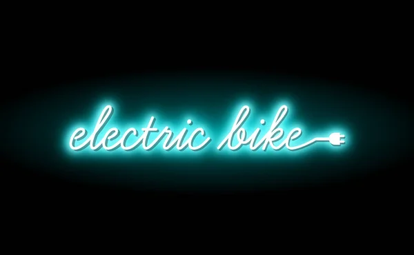 Neon text electric bike and socket, ecology transport