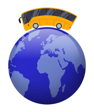 Trvel otobüs illüstrasyon Globe, hız hareket