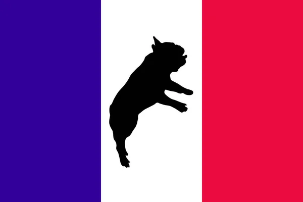 Silhouette French Bulldog Jump Flag France — Stock Vector