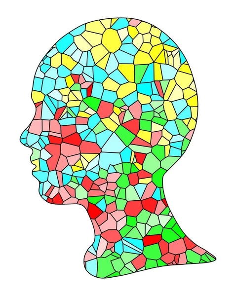 Tête Silhouette Polygonale Basse Fille Illustration Vectorielle Colorée — Image vectorielle
