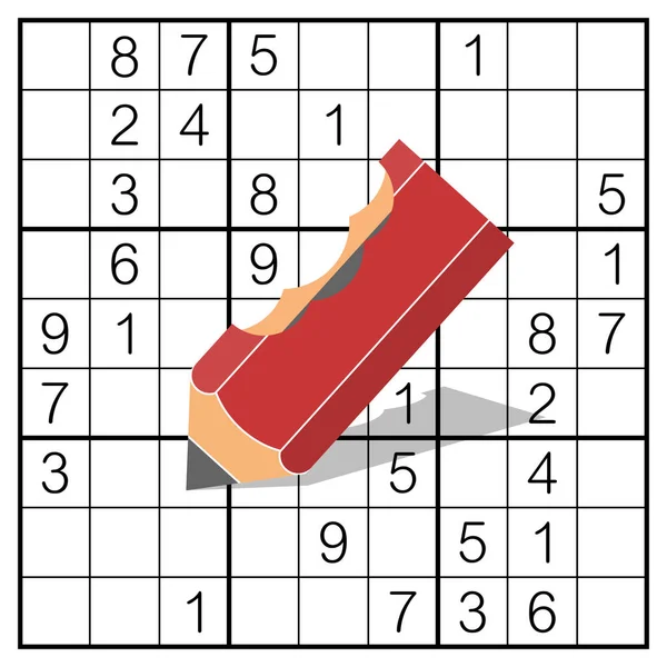 Lápices Sudoku Mordidos Concepto Nervioso Estrés Ilustración Vectorial — Vector de stock