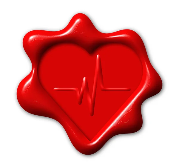 Corazón Cardiología Sello Cera Realista Ilustración Original — Foto de Stock