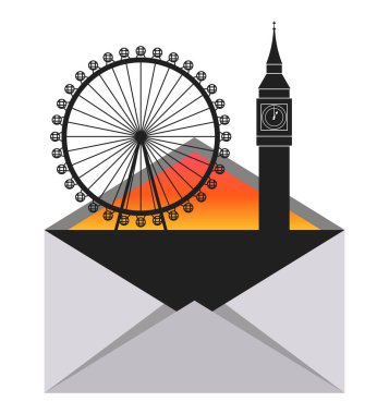 Zarf içinde Big ben ve Dönme dolap