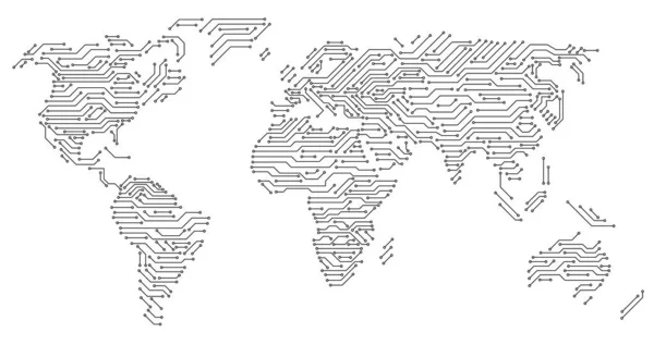世界のプリント回路マップ — ストックベクタ