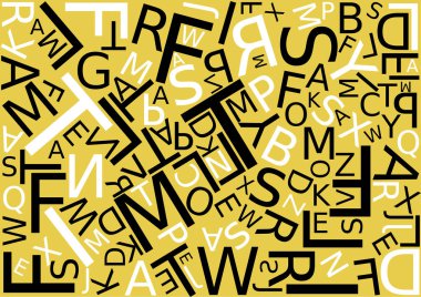 Kaotik dağılmış harflerle arka plan