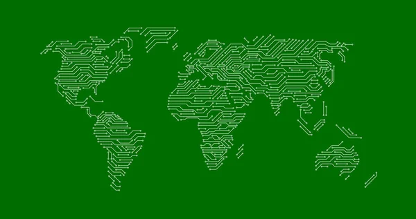 Τυπωμένος Χάρτης κυκλωμάτων του κόσμου — Διανυσματικό Αρχείο