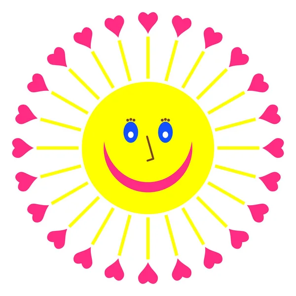 Krásné slunce se slunečním paprskem jako srdce — Stockový vektor