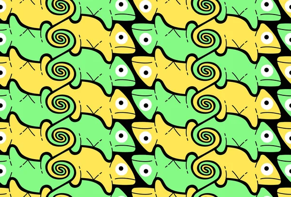 Camaleão, fundo em estilo Escher — Vetor de Stock
