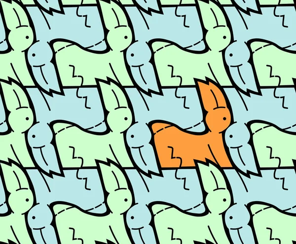 Hare or rabbit tessellation, background in Escher style — Stock vektor