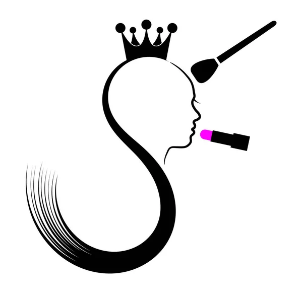 Silhouette de tête de fille, Reine de beauté — Image vectorielle