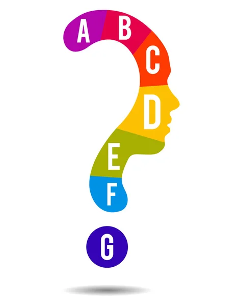 Buntes Fragezeichen Symbol Silhouette eines Mädchens — Stockvektor