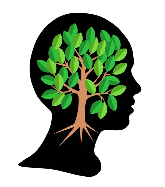 Head silhouette, il concetto di pensiero ecologico — Vettoriale Stock