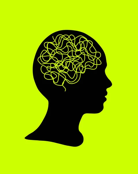 Силуэт человеческой головы и абстрактного мозга — стоковый вектор
