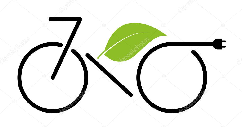 Electric bike, simple icon, ecology transport
