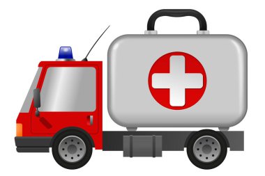Ambulans arabası acil durum arabası ilk yardım çantası olarak, illüstrasyon