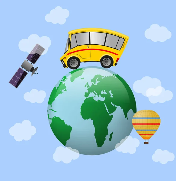 Viagem Minibus Globo Mundial Ilustração — Fotografia de Stock