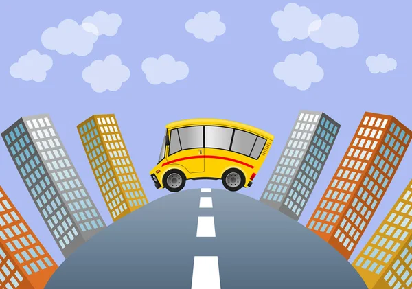 Resor Minibuss Staden Illustration — Stockfoto