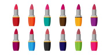 Beyaz arka plan üzerinde renkli ruj kümesi